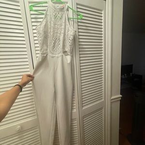 White jumpsuit with lace